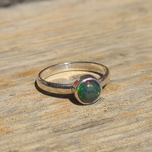 Rare Chalama Black Opal 925 Ring